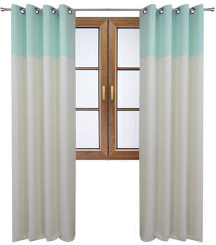 Stylowa zasłona duo ecru z pasem na górze miętowym Massa