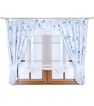 Komplet 2 zasłony listki C1 panel z kokardkami Rubi IV liście