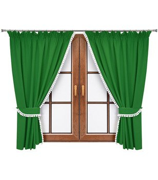 Komplet zasłon zielonych z pomponami Lilo 16 wzór 8