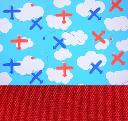 Zasłona matowa duo samoloty Cindy wzór S1 czerwona