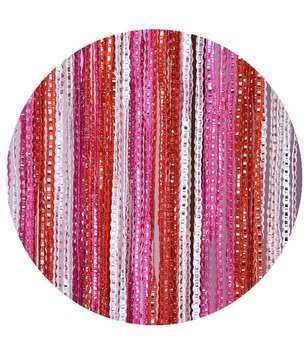 Makaron sznurki z wplecioną srebrną taśmą biały różowy czerwony