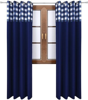 Zasłona granatowa matowa  duo kratka Rubi 2 wzór M2