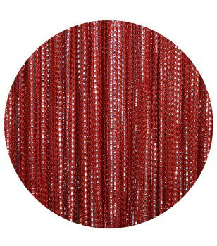 Makaron sznurki z wplecioną srebrną taśmą czerwony