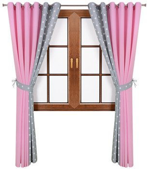 Komplet zasłon jasno różowych duo kropki  Areta II wzór 5 groszki