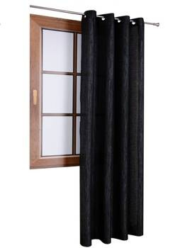 Elegancka zasłona czarna lśniąca o strukturze lnu z błyszczącą nicią Ivette II Sale M31