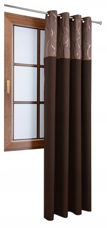 Zasłona duo z lśniącym wzorem Lumeco 2 wzór 4 gorzka czekolada