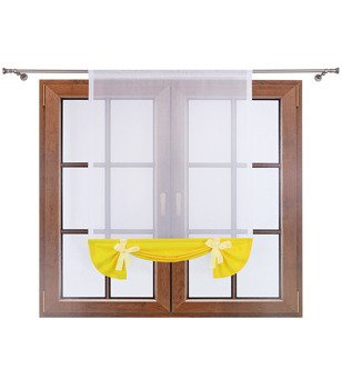 Uroczy panel z woalu dół matowy i kokardki Demi II jaskrawy żółty