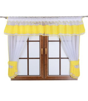 Komplet 2 firany z podwiązką i lambrekinem Lamia jaskrawy żółty