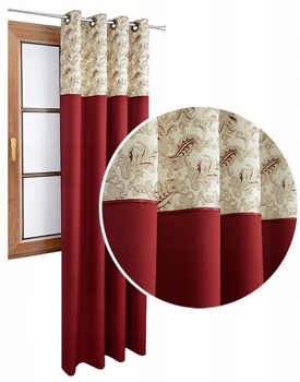 Zasłona bordowa duo z lśniącym wzorem Bona 2 wzór 4