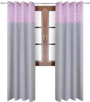 Zasłona jasno szara matowa  duo groszki Rubi 2 wzór E2 kropki