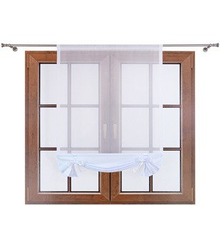 Uroczy panel z woalu dół matowy i kokardki Demi II biały