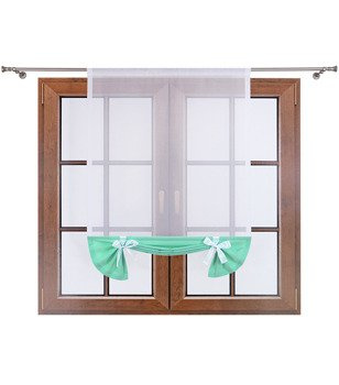 Uroczy panel z woalu dół matowy i kokardki Demi II jasny turkusowy