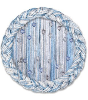 Makaron sznurki z koralikami niebiesko szaro biały z kulkami