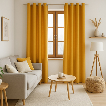 Gładka zasłona matowa Clara musztardowa klasyczna