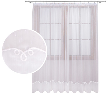 Elegancka firana kornelia deszczyk z białym haftem Elly Sale M41