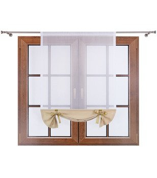 Uroczy panel z woalu dół matowy i kokardki Demi II beżowy