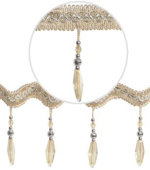 Dekoracyjna taśma z koralikami do firan i zasłon wzór 21 ecru