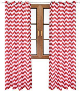 Zasłona w wzory Rubi czerwone zygzaki wzór B4