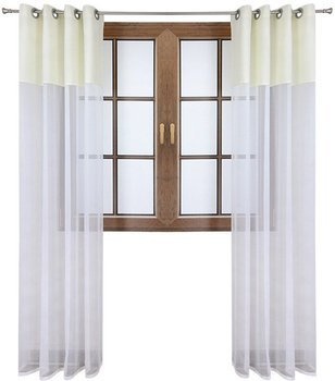 Firana duo z woalu i tkanina matowa ecru Inez II