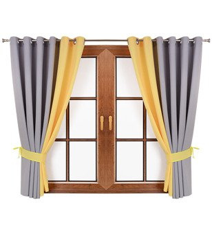 Komplet zasłon szarych duo żółte Areta III wzór 1