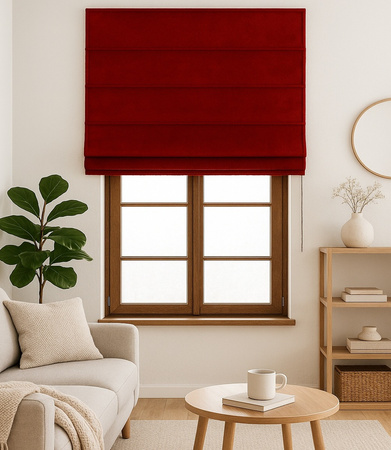 Roleta rzymska bordowa z aksamitnego weluru 