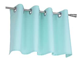 Ozdobny lambrekin z tkaniny matowej miętowy