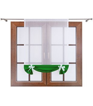 Uroczy panel z woalu dół matowy i kokardki Demi II zielony