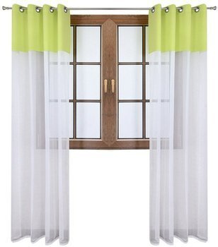 Firana duo z woalu i tkanina matowa limonka Inez II