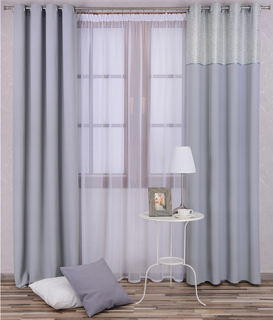 Zasłona beżowa duo z wyszywanym wzorem Akemi wzór 6