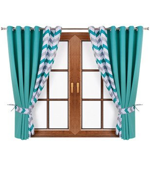 Komplet zasłon turkusowych duo zygzaki Areta III wzór 7