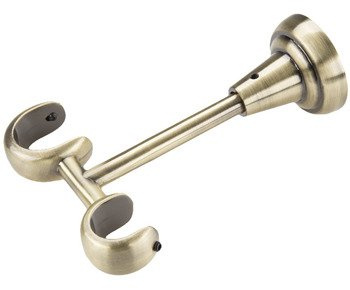 Metalowy podwójny wspornik sufitowy do karnisza o średnicy fi 19 +19 mm - Antyk Mosiądz (stare złoto)