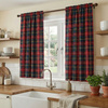 Zasłona w kratę czerwono zielona klasyczna dekoracja okna 