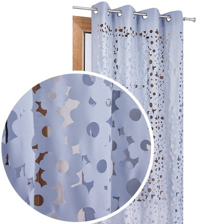 Zasłona szara w ażurowe wycinane wzory kwiaty