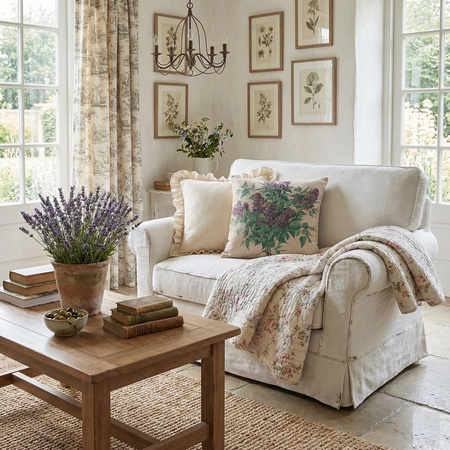 Poszewka dekoracyjna gobelinowa z motywem kwiatów bzu