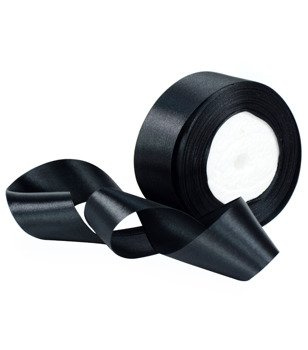 Wstążka atłasowa taśma szeroka lamówka do firan i zasłon czarna