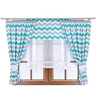 Komplet 2 zasłony zygzaki B3 panel z kokardkami Rubi IV