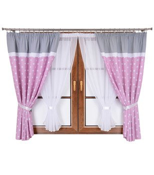 Zestaw dziecięcy zasłony w groszki firany z woalu Mika II wzór 4 kropki