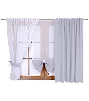 Komplet firana i panel z woalu zasłona z tkaniny matowej Inoa