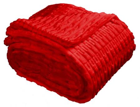 Koc Promyk w wytłaczane prążki narzuta pled na łóżko miękki czerwony